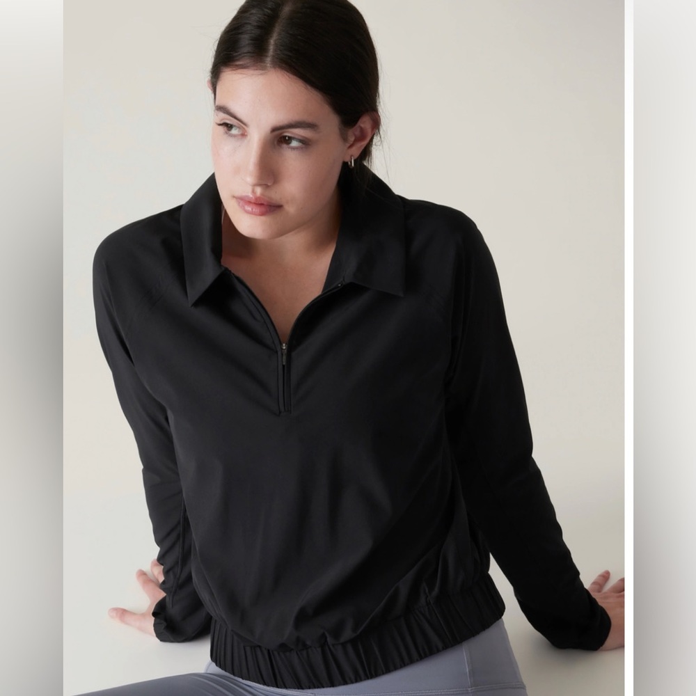 Athleta Advantage Polo Top, Size XS, Black, NWT